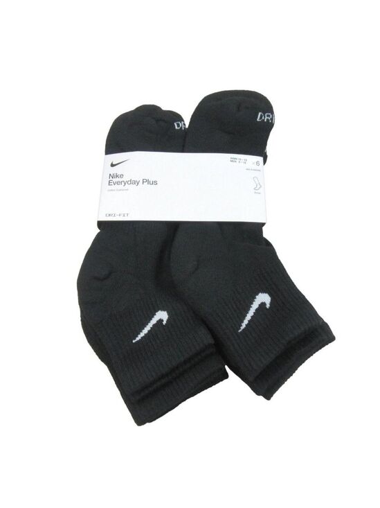 Nike Other - Nike Everyday Plus Cushioned Ankle Socks 6 Pack Mens Size 8-12 Black Dri-Fit NEW